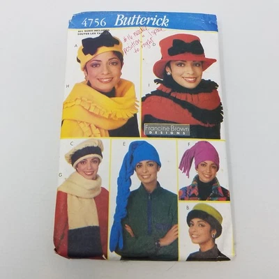 Butterick Sewing Pattern 4756 Vintage 6 Hats & 3 Scarves Scarf Womens All Sizes - Image 1 of 4