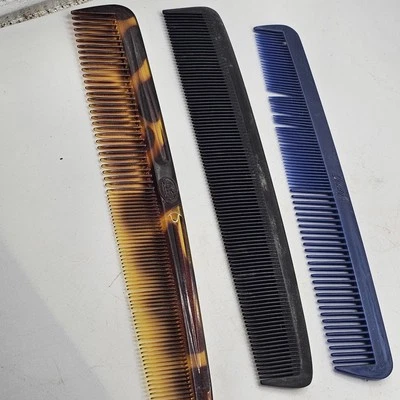 Goody Dressing Hair Comb 7” Blue And Tortoise Shell Plus Black Hard Rubber Set 3 - Image 1 of 4