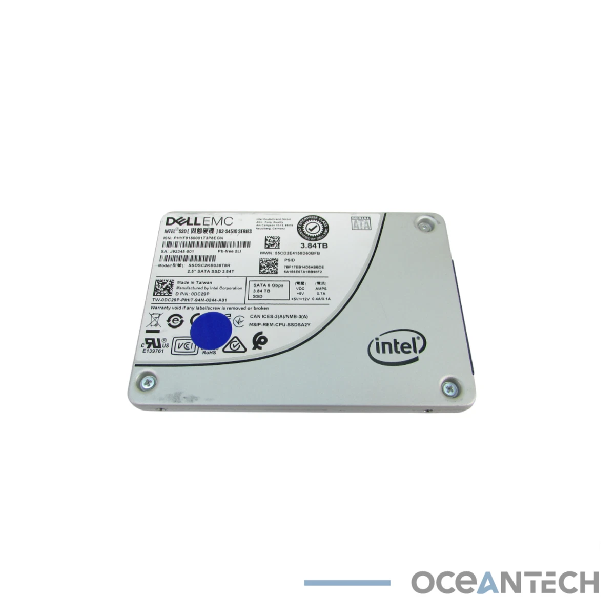 INTEL DC D3-S4510 3.84TB SATA SSD 中古 Intel D3-S4510 3.84TB SATA 6Gb/s 2.5-Inch Enterprise SSD