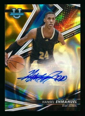 2022-23 BOWMAN'S BEST U HANSEL ENMANUEL RC GOLD LAVA REFRACTOR AUTO #33/75! - Image 1 of 2