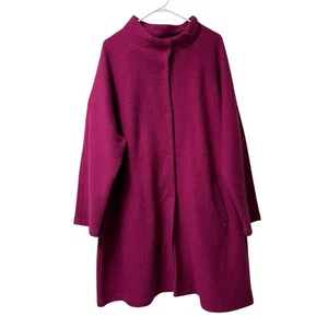 Covergirl Women 100% Wool Knee Length Mock Collar Button Front Plus Coat 2X - Picture 1 of 13