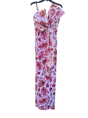 Badgley Mischka Floral Gown Bow Loop Bodice Lilac Multi sz 6 NWT $990 OSCAR GALA - Image 1 of 4