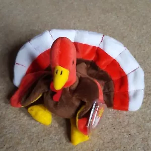 TY Gobbles the Turkey Beanie Babies MWMT Retired Free UK p+p - Picture 1 of 2