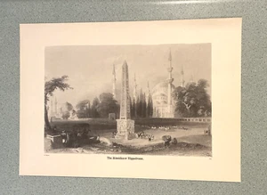 W. H. Bartlett, The Atmeidan or Hippodrome, B&W 9 x 14" print, 1860, Turkey - Picture 1 of 5