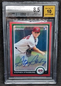 Bowman Chrome Rookie Stephen Strasburg 2010 refractor rojo automático radiocontrol 2/5 BGS 8,5 - Imagen 1 de 3