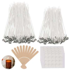 100 Candle Wicks 6/8 Inch Cotton Core Candle Making Supplies Pre Tabbed DIY US - Picture 1 of 13