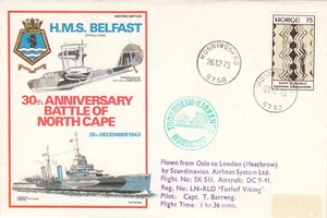 Battle North Cape HMS Belfast FLOWN Norway Cover 1973 CLEARANCE (142882) - Picture 1 of 2