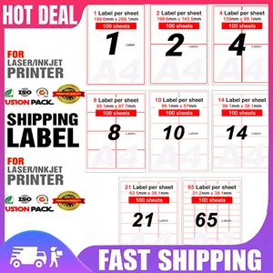 A4 Self Adhesive Labels Inkjet Laser Sticker Mailing Address 1-65 Per Sheet - Picture 1 of 18