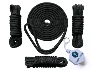 Double Braided Nylon Boat Dock Lines 4 pack 1/2in 15ft Marine Grade Mooring Rope