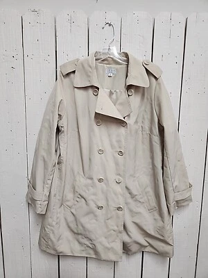 Chaqueta gabardina Joan Rivers para mujer color tostado de doble botonadura con cinturón - talla 18 C83 Foto 1 de 4