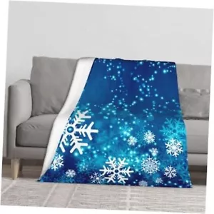 Throw Blanket Christmas Snowflake Blue Xmas Winter Bed 50 x 60 60"x50" A076 - Picture 1 of 8