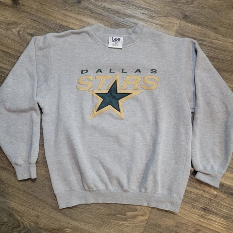 Vintage 90’s Lee Sport Dallas Stars NHL Crewneck Sweater Sz Medium Embroidered Cover