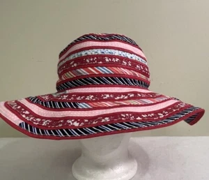 Liz Claiborne Schlapp Strand Sonnenhut Oma HOBO Landhaus Kern Steppdecke wie Streifen - Bild 1 von 21