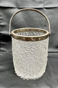 Silver Plate England Raimond Clear Crystal Glass Ice Bucket textured Pattern - Picture 1 of 9