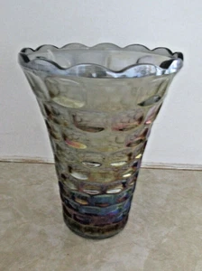 VTG Carnival Smoke Glass COLONIAL YORKTOWN FEDERAL  Vase 8" X 6 1/4" - Picture 1 of 3