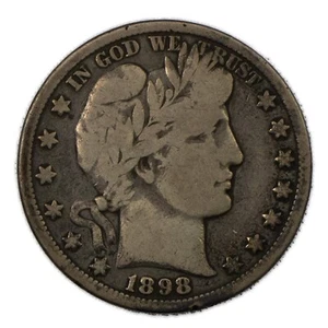 Medio dólar de plata Liberty Barber 1898-O muy bueno en muy buen estado+ 50c Nueva Orleans - Imagen 1 de 2