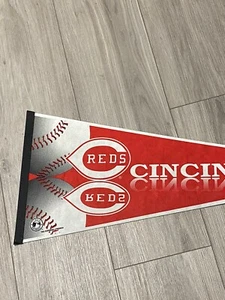 MLB Cincinnati Reds Baseball Full Size Felt Pennant 30" Red & White Vintage - Picture 1 of 10
