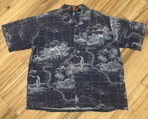 Chemise homme Jantzen manches courtes boutonnée Island Hawaiian XXL 2XL bleu - Photo 1/8