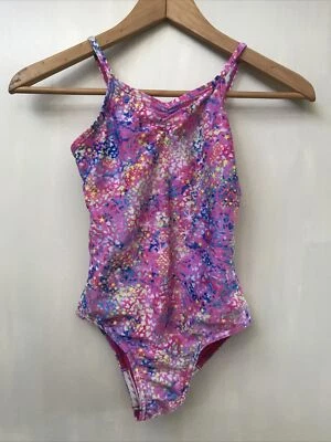 Speedo Pink Blue Yellow Thin Strap One Piece Swimsuit Girls Size M 10 NWT - Image 1 of 4