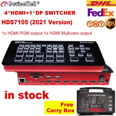 Devicewell HDS7105 V2022 5CH Video Switcher Multi-view Recording & Carrying Case - Image 1 of 4