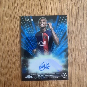 2023-24 Topps Chrome UEFA NUNO MENDES 145/150 Auto Black/Blue Lazer Refractor SP - Bild 1 von 2
