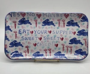 Esponja de cerámica Susan Leader Studio conejo come tu cena bandeja plato para servir - Imagen 1 de 6