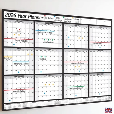 Wall Calender 2025/2026/2027 Year Planner 12 Months Chart Holidays Staff Office - Image 1 of 4