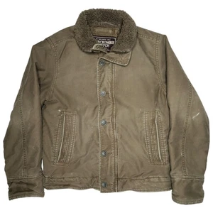 Vtg Abercrombie & Fitch Adirondack Jacket Full Zip Faux Fur Lined Mens Size L - Picture 1 of 14