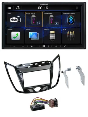 Alpine Bluetooth 2DIN MP3 DAB USB Autoradio für Ford C-Max Kuga Klavierlack schw - Bild 1 von 4