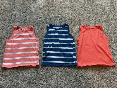 3 camisetas sin mangas Old Navy Boys 5T - salmón/blanco, azul/blanco y naranja Foto 1 de 4