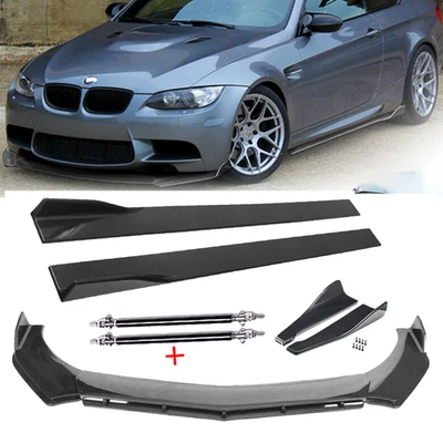 For BMW E90 E92 E93 325i 335i Carbon Fiber Front Bumper Lip Splitters Side Skirt - Image 1 of 4
