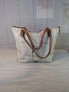 Fossil Women’s Black & White Bailey Polka Dot Medium Size Tote Bag - Picture 1 of 11