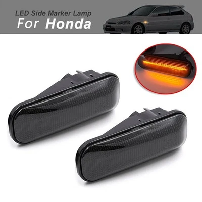 Smoked Finish Amber LED Side Markers Compatible with For 1996 Civic Models - Image 1 of 4