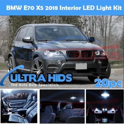 20x BMW X5 E70 INTERIOR PURE WHITE FULL UPGRADE LED LIGHT BULBS KIT UK - Image 1 of 2