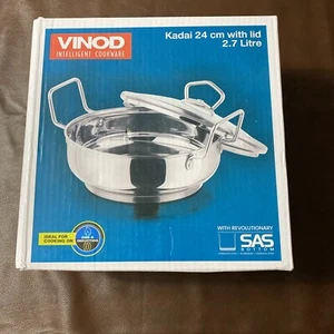 VINOD Intelligent Cookware Stainless Steel Kadhai With Glass Lid 2.7 Litre - Picture 1 of 10