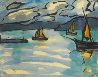 Impresión en lienzo de barcos de vela en un fiordo de Emil Nolde 16 x 20 Foto 1 de 4
