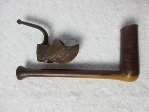 2x Carved Wooden Pipes:  Xhosa Inqawe Pipe. South Africa & Novelty Clog - Picture 1 of 16