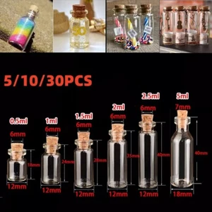 5/10/30er Set Glas Fläschchen mit Korken Flaschen Mini Reagenz Gläser Deko klein - Bild 1 von 8