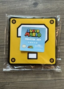 Super Mario Bros Coaster Set 2 Nintendo CultureFly Question ? Block 4x4” Cork - Picture 1 of 3