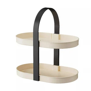 2 Tier Fruit Storage Caddy Tray Display Food Spices Organiser Oval Rack Shelf - Picture 1 of 3