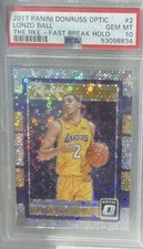 Lonzo Ball 2017 PANINI DONRUSS OPTIC THE ROOKIES Fast Break HOLO #2 PSA 10 - Pi