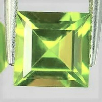 PERIDOT GEM PRINCESS CUT LIME GREEN SQUARE FACETED GENUINE GEMSTONE NATURAL 4mm - Image 1 of 4
