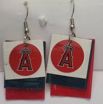 Los Angeles Angels MLB Baseball earrings duct tape duck lightweight handmade - Image 1 of 3