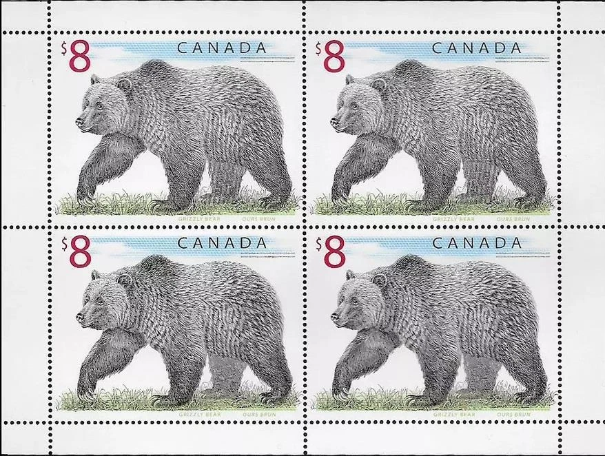 TOP582 - CANADA 1997 GRIZZLY BEAR PHILATELIC PANE LITHO PRINTING SC1694 MNH - Image 1 of 1