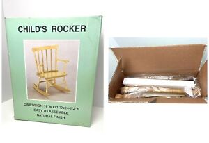 Vintage NEW Child Rocking Chair Wooden Natural Finish 18”W x 21”D x 24 1/2”H NOS