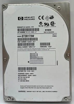 Seagate/HP ST39173W SCSI 68-PIN Barracuda 9.1 GB INTERNAL 3.5" Hard drive - Image 1 of 2