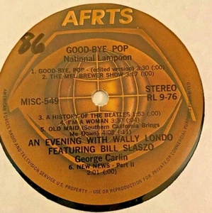 RADIO SHOW AFN 9-76 RAY STEVENS "VERY BEST OF", NATIONAL LAMPOON "GOODBYE POP" - Picture 1 of 2
