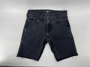 "Pantalones cortos de jean Hollister para hombre ajustados talla 28 negro denim entrepierna de 8""" - Imagen 1 de 9