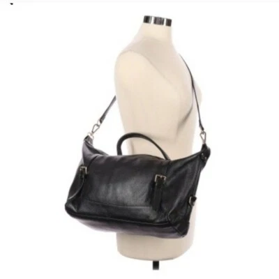 Bolso de hombro ORA DELPHINE de cuero granulado negro Foto 1 de 4