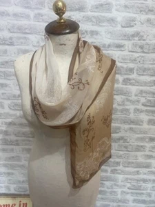 VIYELLA silk scarf made in Italy paisley caramel tones wispy sheer oblong S733 - Picture 1 of 9